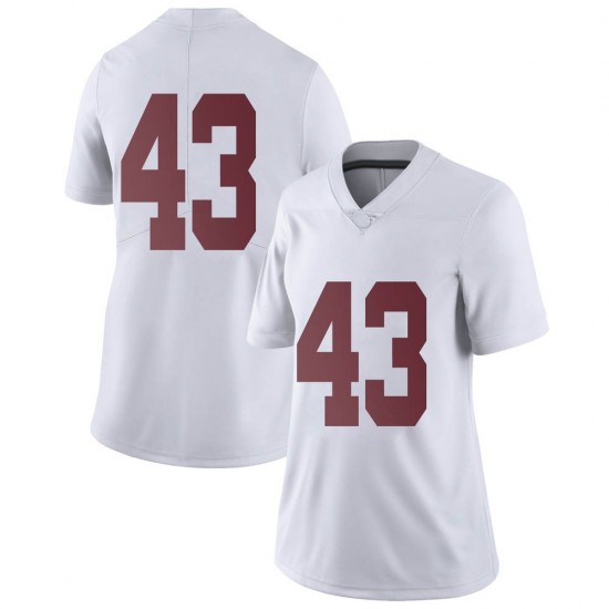 Alabama Crimson Tide Women's A.J. Gates #43 No Name White NCAA Nike Authentic Stitched College Football Jersey NL16O12LR